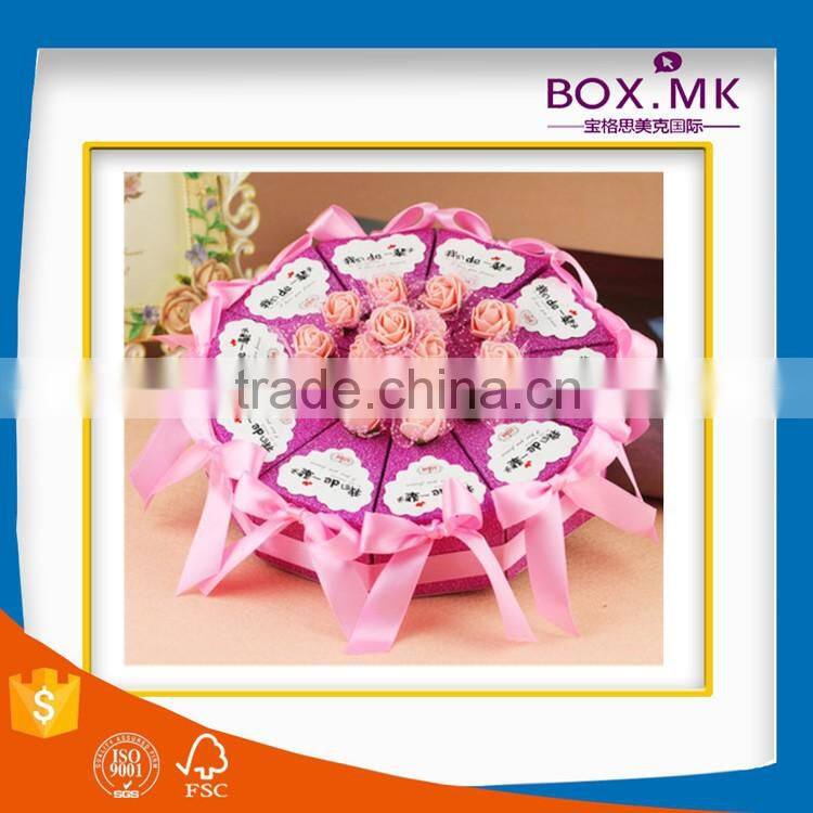 2016 Custom Fashion Design High Quality Newest Pink Paper Wedding Favor Box