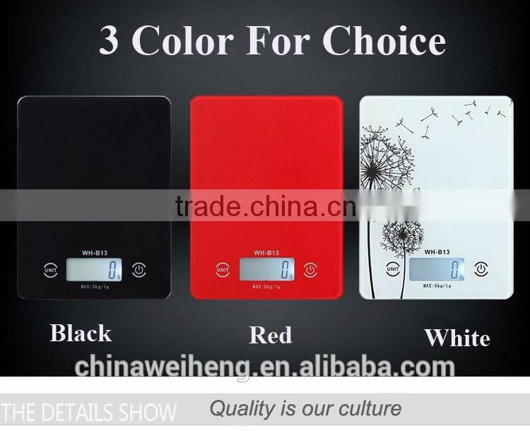 WH-B13L tempered glass manual electronic digital kitchen scale 5kg