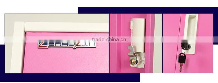 12 door pink stainless steel wardrobe multi-door steel closet locker fashionable key lock steel locker