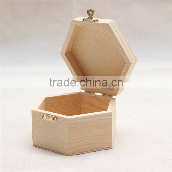 High quality dry pine hinged wood trinket box,handmade unfinished wood trinket box