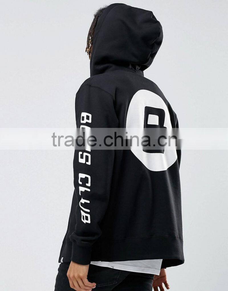 wholesale low price with hood and pocket 100% cotton silk-screen logo men black full zip good quality ninja hoodie