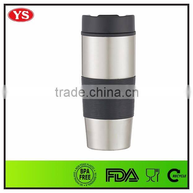 Drink ware type 16 ounce Double wall insulated stainless steel coffee tumbler with push lid