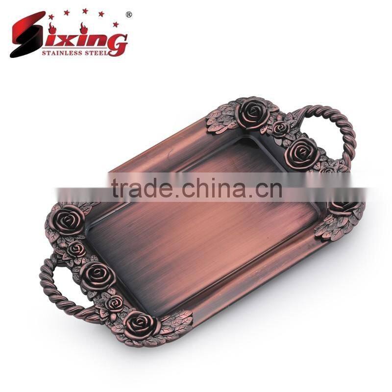 Popular Arab Copper Plated Serving Tray With Two Handles