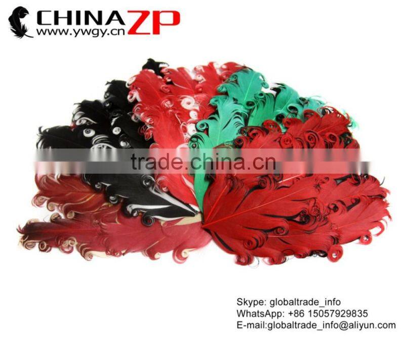 ZPDECOR Factory Wholesale Top Selling Colored Holiday Showcase Curled Goose Feathers Pad Plumage Craft for Hair Accessories