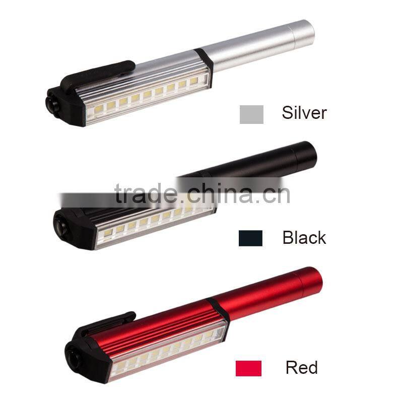 9 pcs SMD with magnetic clip and bottom magnet pen light led pen torch