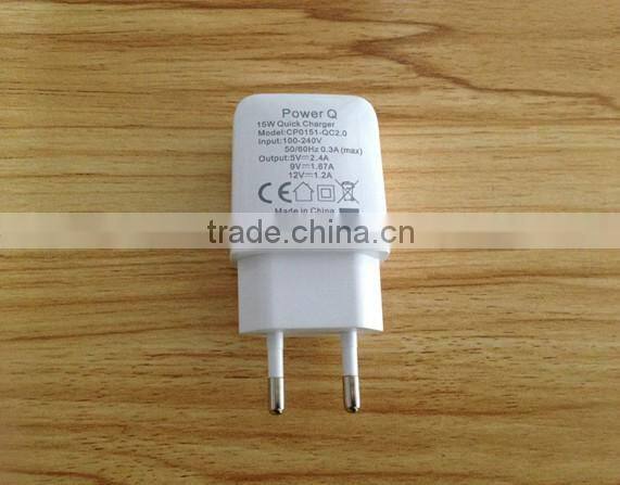 15W 5V 9V 12V Quick charger QC 2.0 micro usb charger