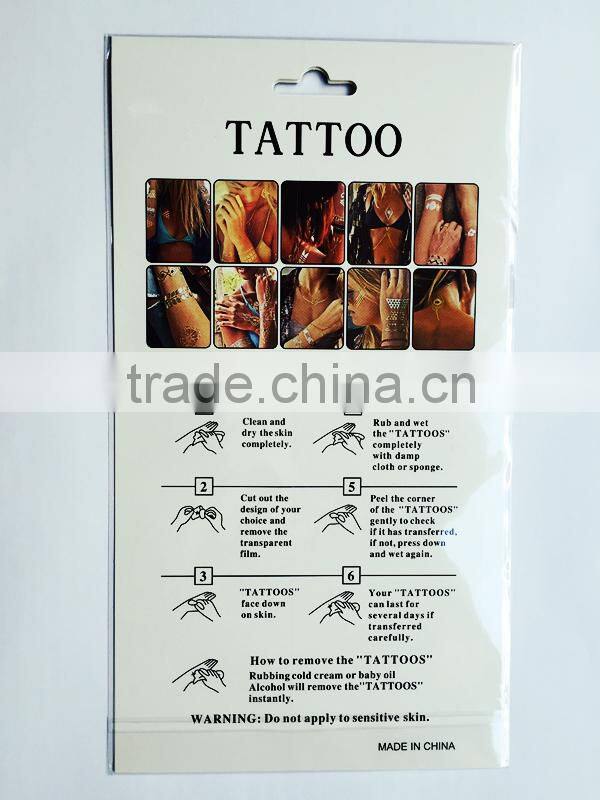 New design custom body temporary sticker gold foil tattoo