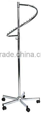 HJ-23 Stainless steel adjustable dual bars clothing rack floor standing rack shelf