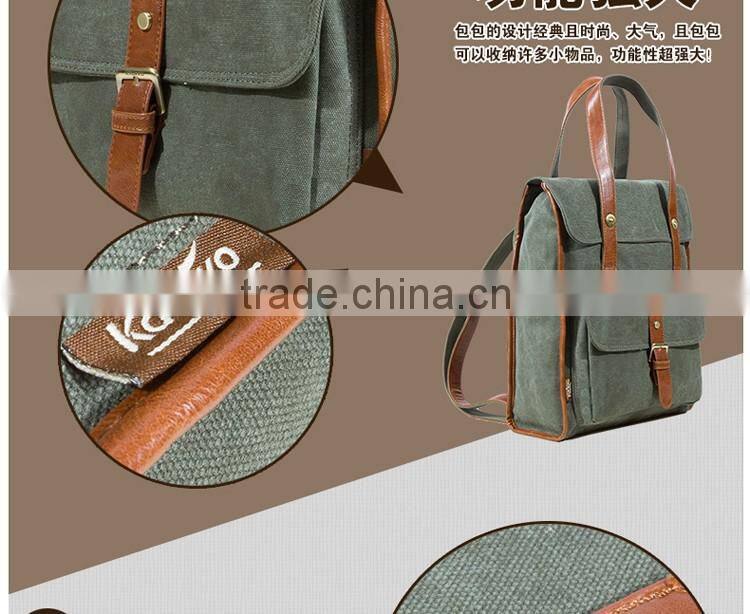 Versatile Branded Vintage Shoulder Lady Bag Cotton Canvas Backpack