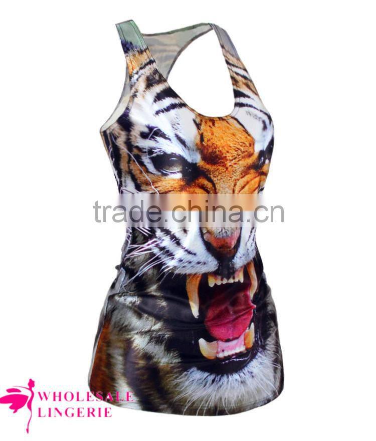 Wholesale Pinky Ladies With Corsets Printed Black stringer tank top for women