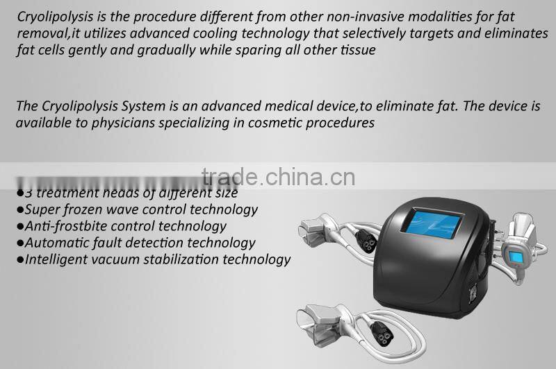 Cryotherapy cryolipolysis slimming equipment, 3 interchangeable cryo handles