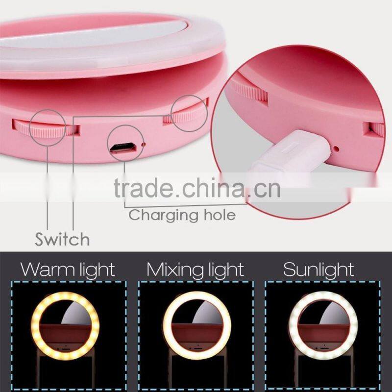 For iPhone Samsung Cellphone Fill Light Selfie Ring Light with 250mAh built in battery