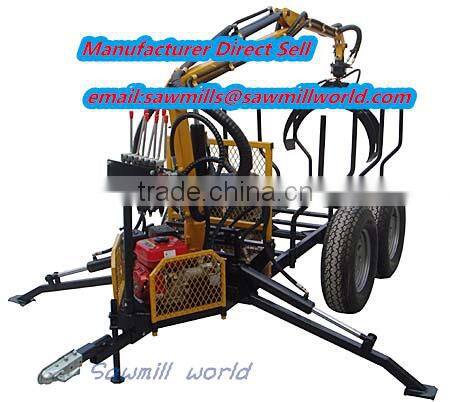 Hot sale1-12ton log trailer with crane log trailer with grapple Grab wood machine