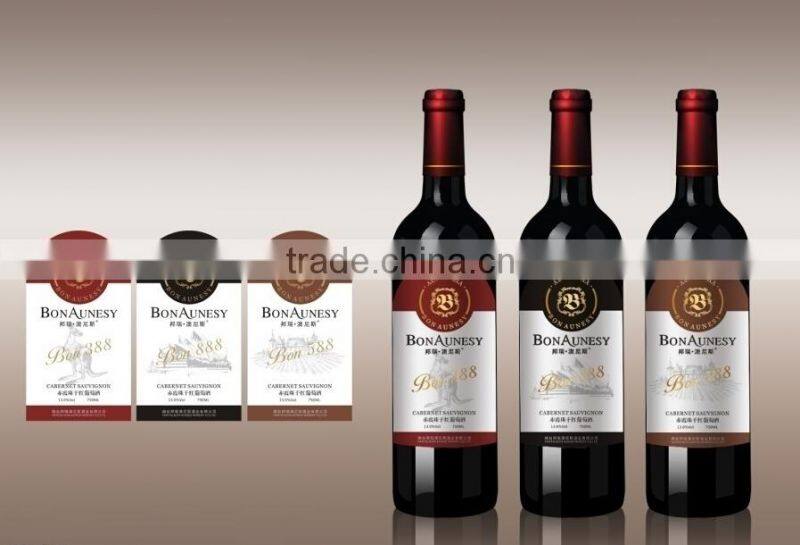 Hologram adhesive wine sticker / metal wine label