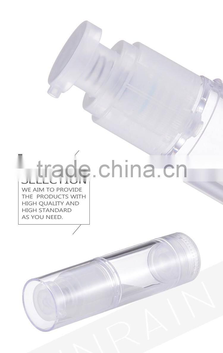 Professional spring outside empty silver cosmetic plastic airless bottle 50ml