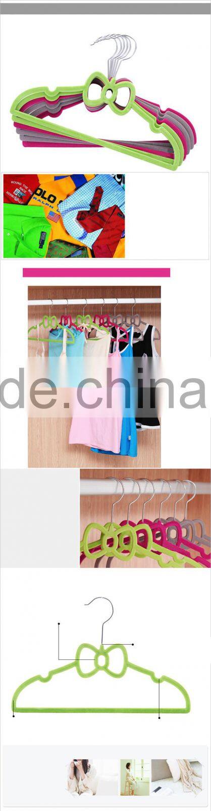 Non Slip Slim Clothes Hangers Velvet Flocking Closet Coat Organizer Housewarming bowknot
