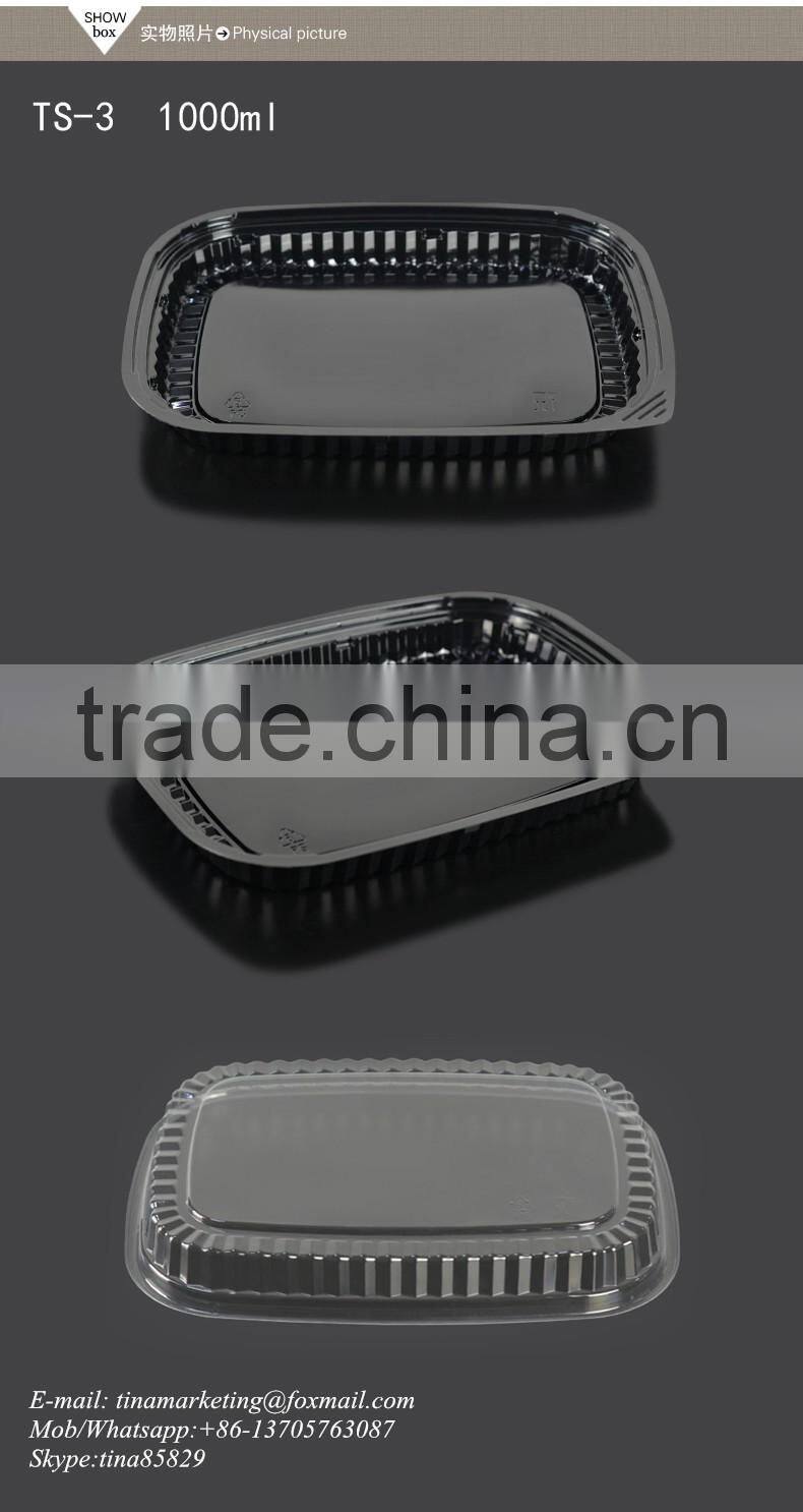 PS Black Base BOPS Clear Lid Plastic Take Out Food Container Box for Sushi,Salad,Fruit,Vegetable,Dessert,Cold dish Packaging