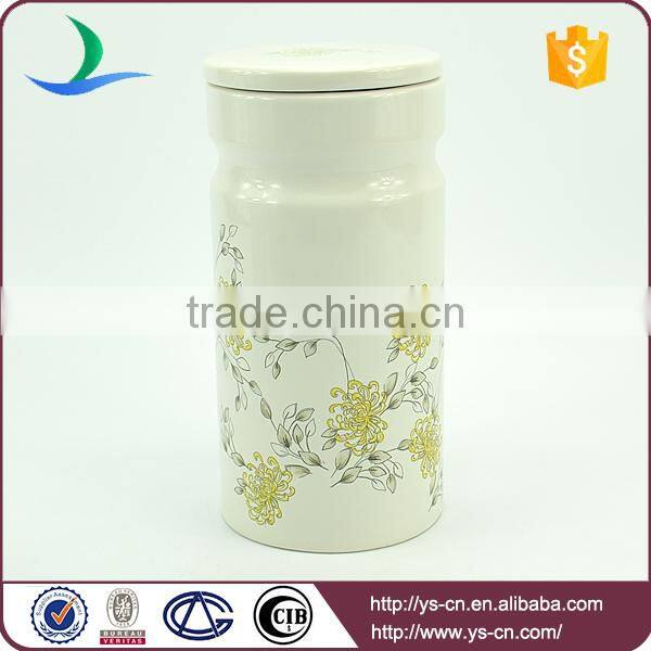 Modern ceramic flower deca canister jars for kitchen