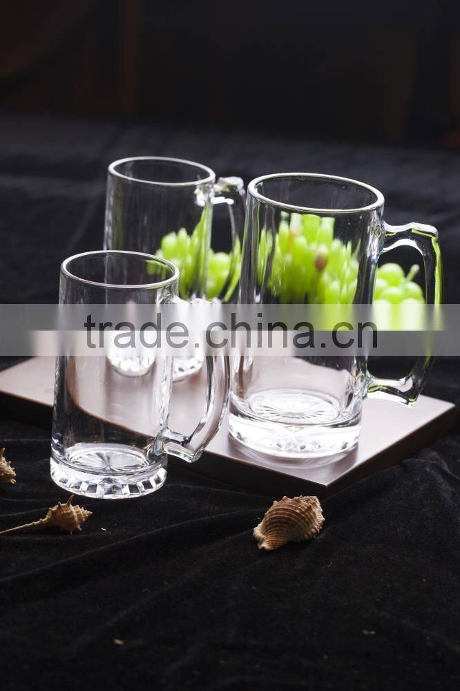 clear glass beer cup with handle glass tea cup from shandong