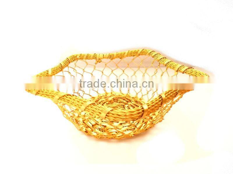 Kitchen Table Handmade Golden Metal Basket