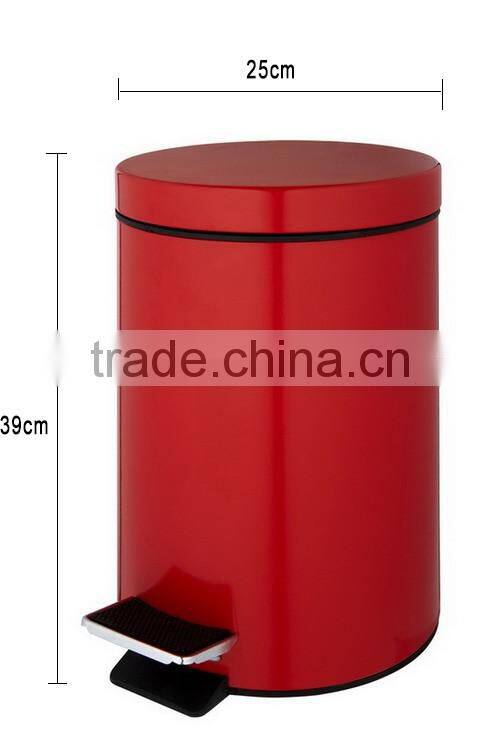 Red Round Stainless Steel Trash Can