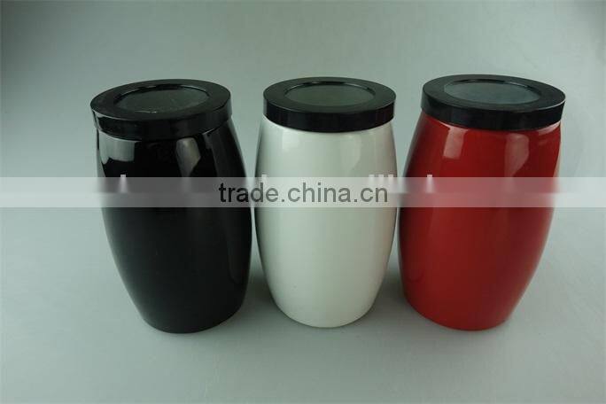 stock cheap small black/red ceramic canister/jar for storage