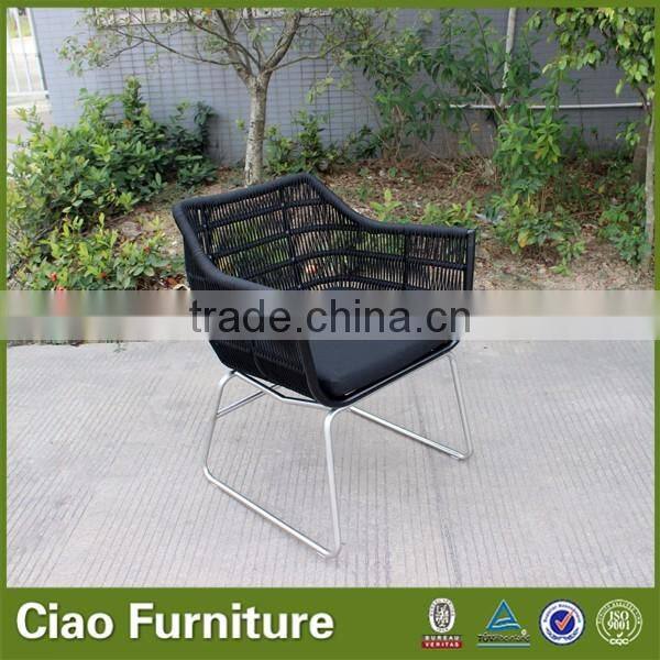 Outdoor PL ribbon metal garden chair with stainless steel base