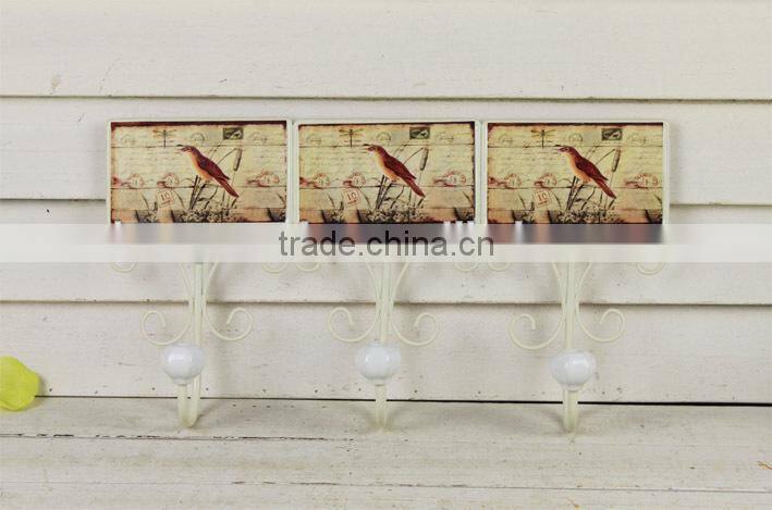 Hot Sale paper decal Metal hanging bird wall hooks for home decor