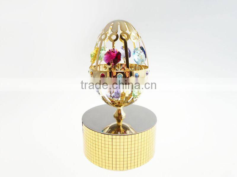New Design 24K Gold Plated Colorful Egg Music Box With Crystal from Swarovski