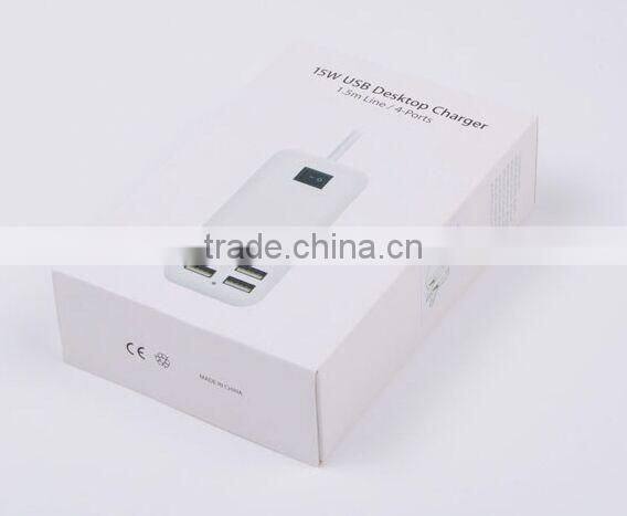 4 usb charger desktop socket 5V 30w USB CHARGER with AC cablle usa cable uk cable eu cable aus cable