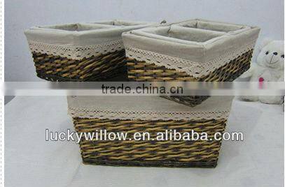3 of set wicker basket with liner wholesale factory supply