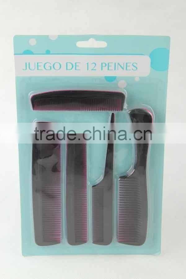 12PC Combined type double color plastic comb set/hair brush
