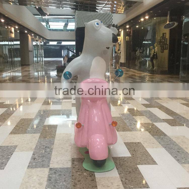 FRP bear statue sculpture riding motorcycle