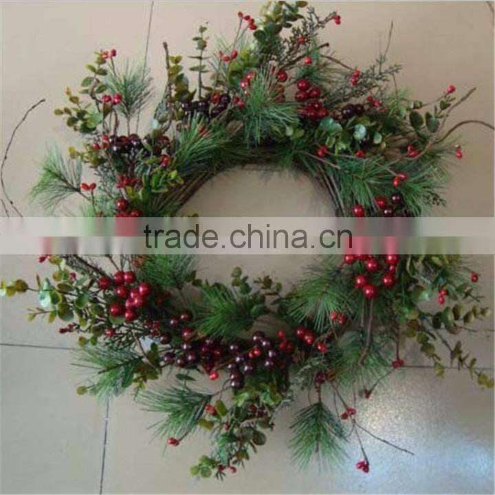 christmas gift 2016 artificial red berries christmas wreath for christmas market