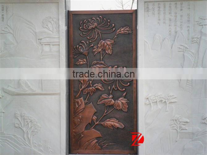 outdoor wall relief bronze flos chrysanthemi sculpture