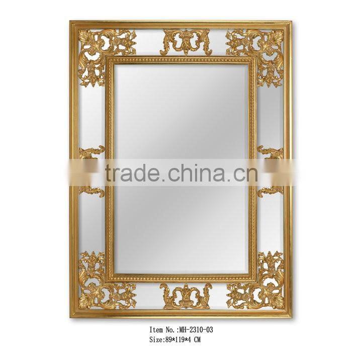 Fancy Gold leaf polyresin wall mirror on sale