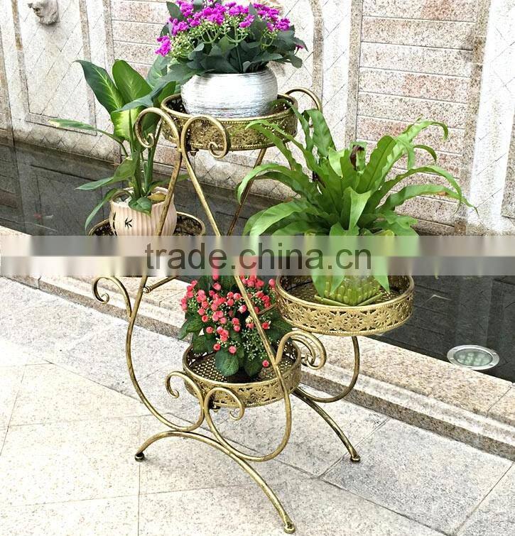 2016 custom outdoor decorative wrought iron flower pot stand