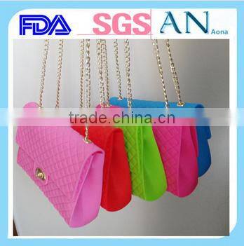 Orange silicone single hand bag with customized logo