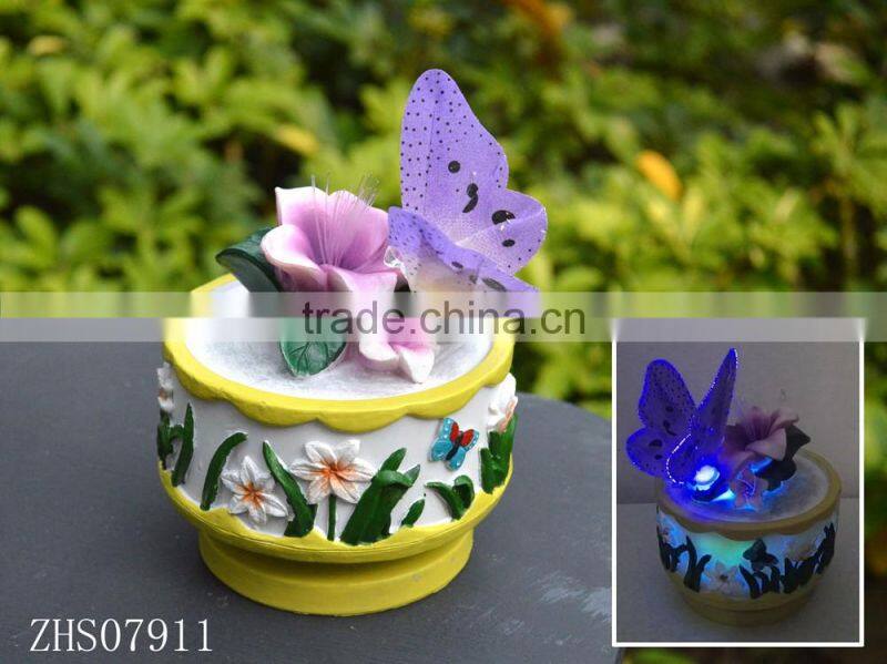 Decorative polyresin music box with LED for home decor
