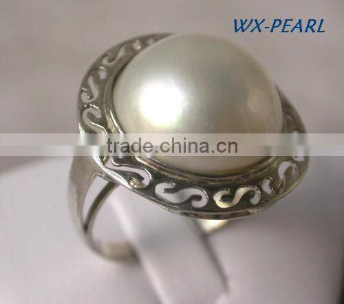 New design seawater pearl ring with diamond Tahitian Pearl Ring