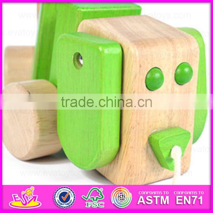 2015 Educational Cute String Wooden Dog Pull Toy,Wooden dog pull along toy for toddlers,Hot sale Wooden animal pull toy W05B099