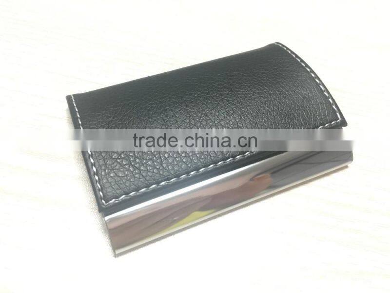 Promotion Leather&Metal Business Card Holder/High Quality PU&Metal Business NameCard Case