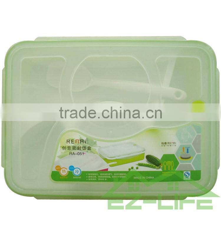 multifunctional BPA free plastic bento lunch box 4 compartments for adults with soup bowl