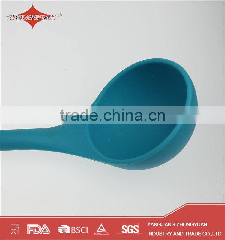 Best selling silicone kitchen utensil soup ladle with wooden handle