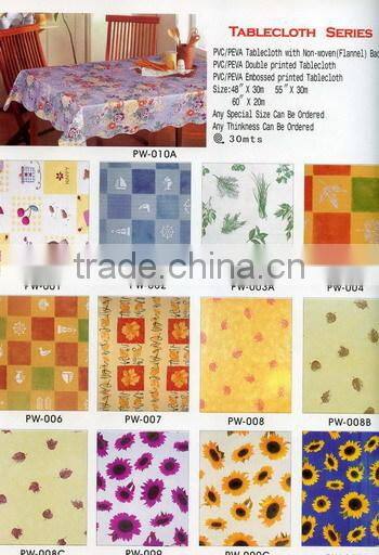 2014 Designed Printed PVC table cover cloth with falannel back , Direct factory/Manufactory supply/industrial