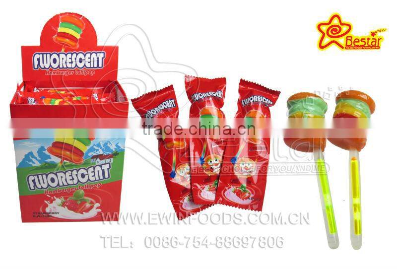 Hot Sale !Round Shape Lollipop Candy With Glow Stick