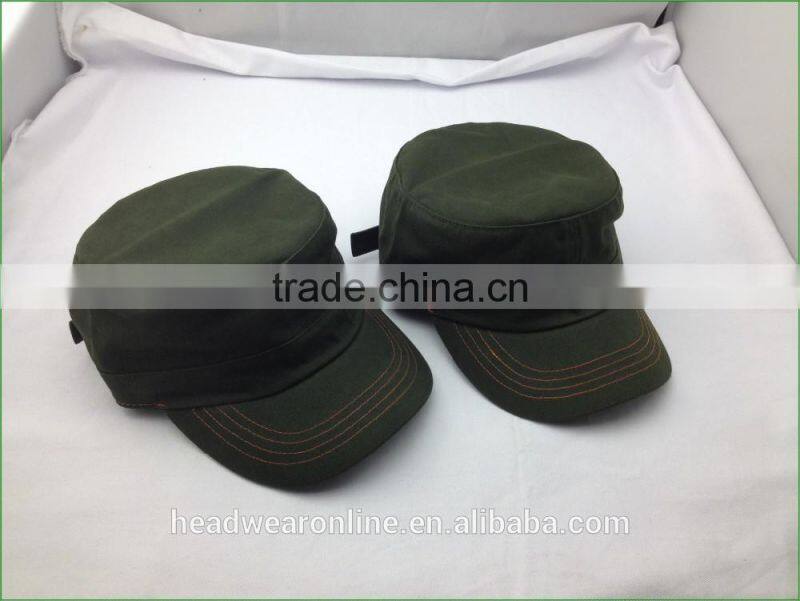 Customize fashion army green Military Caps and flat caps with Dongguan Factory