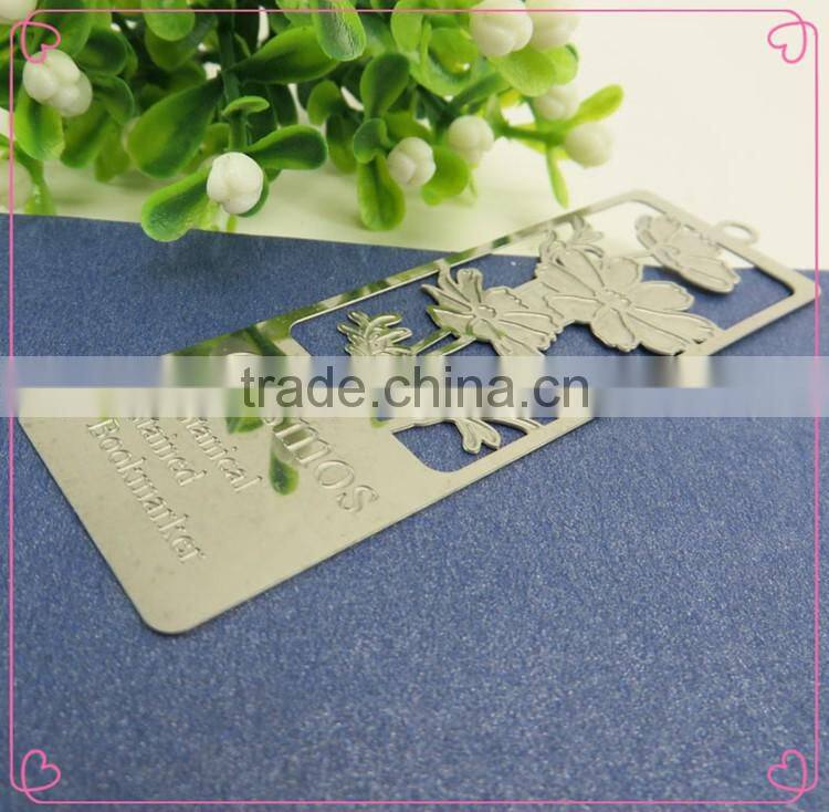 China manufacturer logo engraving color printed custom metal bookmark