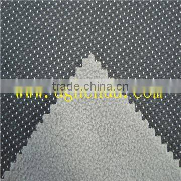 polyester mesh fabric+transparent TPU film +polar fleece fabric for garment
