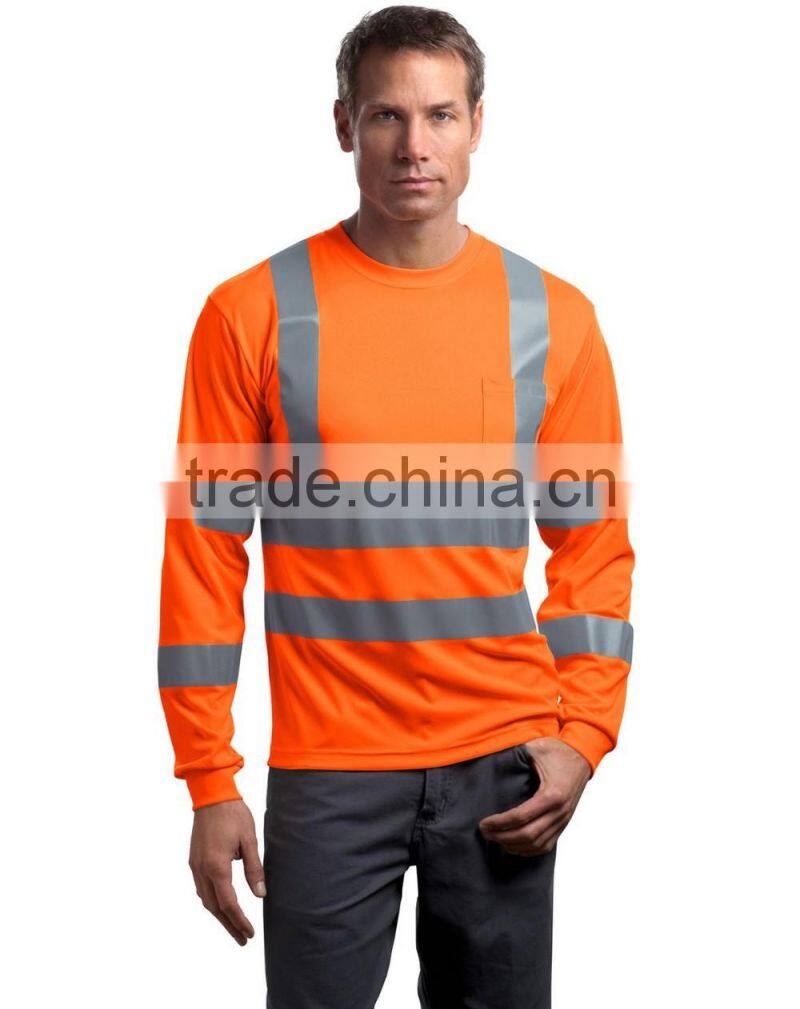 Long sleeve High Vis reflective cotton shirts for work mens shirts